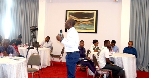 Michael Ampeh Boateng, Chemical Engineer and Managing Consultant of Blue Alliance, addressing participants in the event 