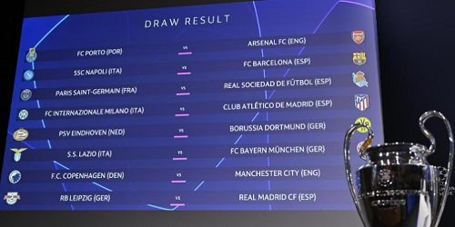 Champions League last-16 draw: Man City to face Copenhagen, Arsenal play Porto