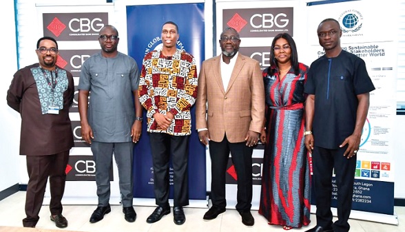 John Awuah (2nd from left), Tolu Kwaku Lacroix (3rd from left), Daniel Wilson Addo (3rd from right), and other dignitaries at the signing