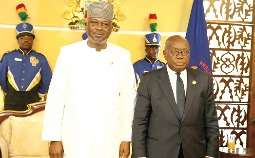 President Akufo-Addo (right) with Konate Oumar, Malian Ambassador to Ghana 