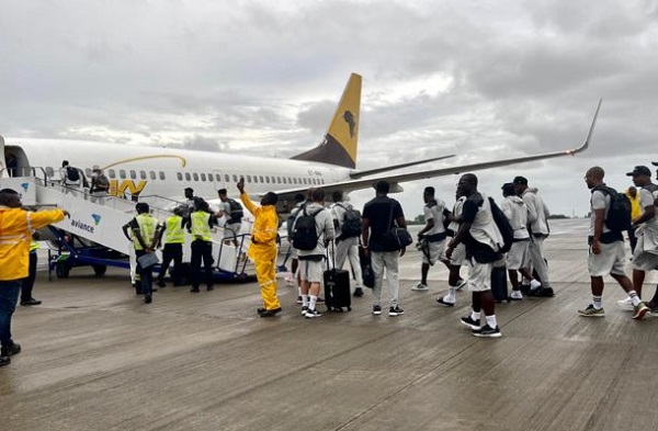 Players of Black Stars ready to board a flight