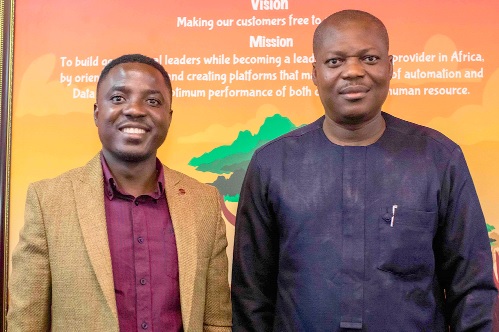 Dr Stephane Nwolley (left) and Prof. John Gatsi after the signing of the partnership