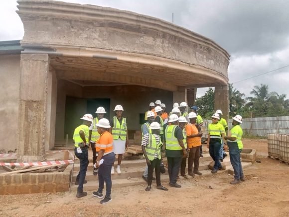 Officials of the AGA, and some stakeholders, during the working visit to one of the projects site at Obuasi.