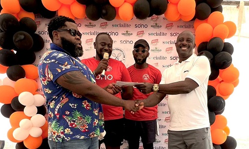 From left: Malcolm Senanu (CEO of ANKAA Tropical Oranges), Kobby Nimo (Member, Achimota Squash Club), Klenam Koku Fiadzoe (President, Achimota Squash Club), Ebo Koomson (Sponsorship beneficiary)