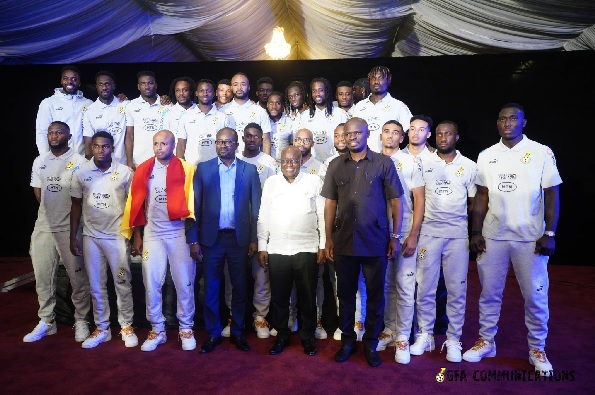 President Akufo-Addo (4th from left) with the team ahead of their departure