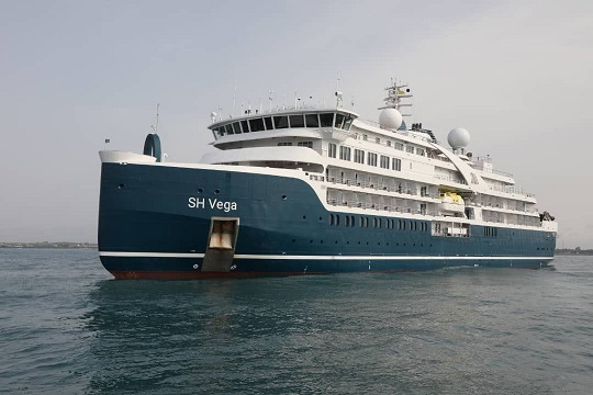 (PICTURES)Elmina Fishing Harbour welcomes first-ever cruise liner, SH Vega