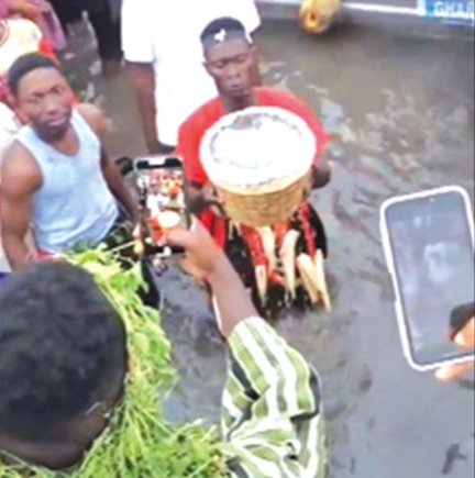 The indigenes of Ada re-enact how the basket was used to fetch water each year