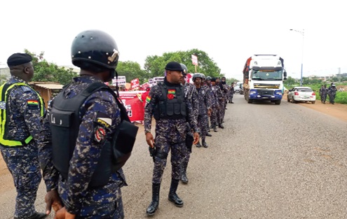 Policemen were dispatched in their numbers to oversee the march