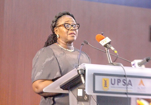  Chief Justice Gertrude Torkornoo (left), speaking at the event. Picture: CALEB VANDERPUYE