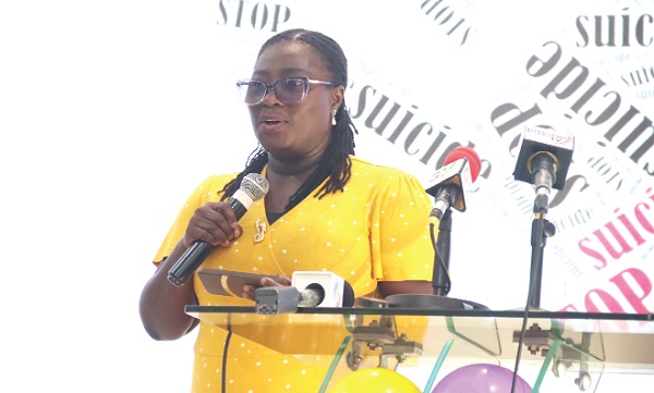 Dr Erica Danfrekua Dickson, Head of Therapy and Wellness Department, 37 Military Hospital, addressing the forum. Picture: ELVIS NII NOI DOWUONA 