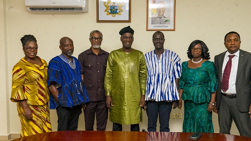 Haruna Iddrisu (Middle), Minister of Education, with the Directorate of the Conference of Directors of Education Colleges