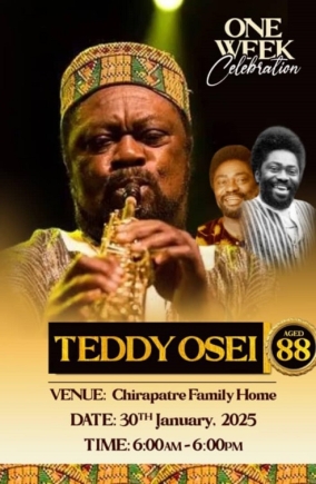 One-week celebration of Teddy Osei of Osibisa slated for Thursday