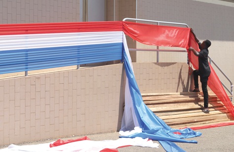 NPP colours draped on all available space at the Baba Yara Stadium NPP colours draped on all available space at the Baba Yara Stadium