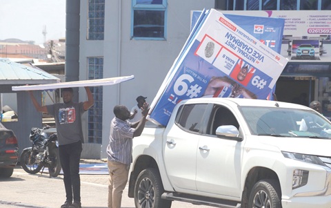 Some patrons at the stadium to mount billboards of their candidates. Some patrons at the stadium to mount billboards of their candidates.