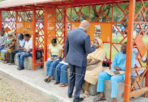 Samuel Okudzeto Ablakwa (right), Minister of Foreign Affairs, interacting with some visa applicants at the application centre. Picture: ELVIS NII NOI DOWUONA Samuel Okudzeto Ablakwa (right), Minister of Foreign Affairs, interacting with some visa applicants at the application centre. Picture: ELVIS NII NOI DOWUONA
