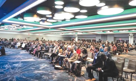A packed conference room of world leaders, investors and participants during the Accra Reset Conference in New York, USA A packed conference room of world leaders, investors and participants during the Accra Reset Conference in New York, USA