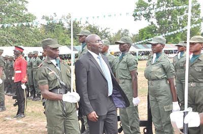 Dr Bawumia inspecting a guard of honour mounted by the HEPSS Army cadet corps in Ho