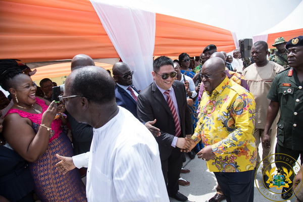 President Akufo-Addo exchanging pleasantries with some of the guests at the factory