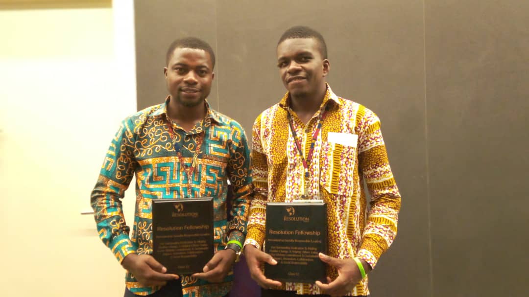 Mr Elikplim Kwasi Avor and Mr Ransford Obeng Aniagyei, the co-Founders of the Api-smart initiative at the SVC challenge held in Kigali, Rwanda.