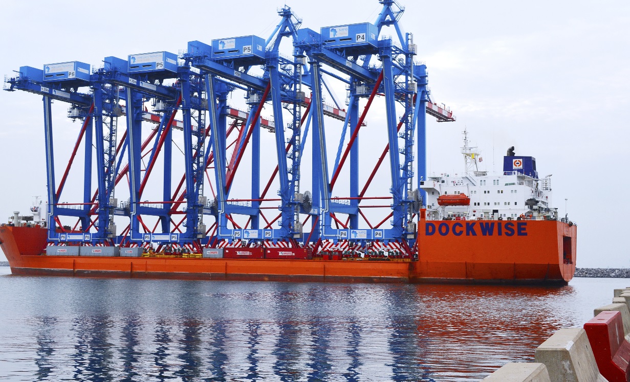 One of the Ship-to-Shore cranes on arrival at the Tema Harbour