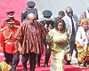  President John Dramani Mahama (left) accompanied by Prof. Naana Jane Opoku-Agyemang (right), Vice-President, arrives in Parliament to address the nation.  Picture: ELVIS NII NOI DOWUONA 