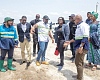 Dr Daniel McKorley, Executive Chairman (3rd from left), McDan Group, briefing Justina Nelson, CEO, Minerals Income Investment Fund, during the tour. With them include Kwaku Amprofi (right), Group CEO of McDan, and Abdul Razak Adam (2nd from left), CEO, Electrochem Ghana Limited, and some staff members of MIIF and Electrochem.  Picture: DOUGLAS ANANE-FRIMPONG