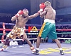 Wasiru ‘Gyata Bi’ Mohammed (left) connects with a powerful left  jab to the chin of Sadiq Oyakojo during their bout last Saturday