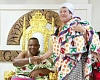 Nii Ayi Bonte II (left), Gbese Mantse, congratulating Virginia Evelyn Palmer,  United States Ambassador to Ghana, at the Gbese Palace