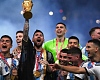 Lionel Messi lifts the World Cup after Argentina’s victory in Qatar in 2022