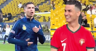  Cristiano Ronaldo (left) and his lookalike