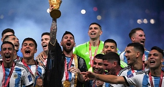 Lionel Messi lifts the World Cup after Argentina’s victory in Qatar in 2022